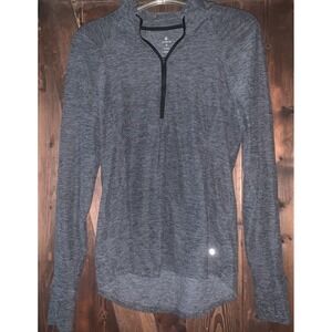 Apana 1/4 zip Yoga Pullover Shirt Jacket Gray MEDIUM With Thumb Holes EUC